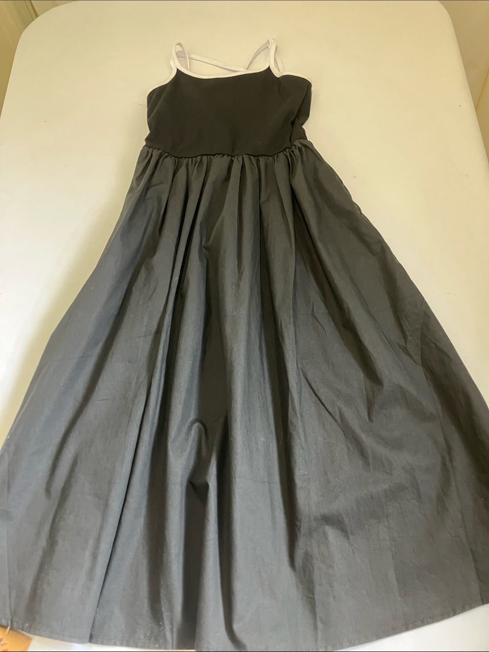 Girls Black Casual Maxi Dress with White Trim